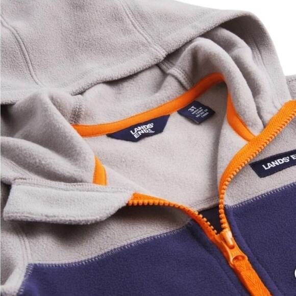 Lands End Boy's Hoodie Zip up Gray Navy Jacket Size 6 NWT - Picture 5 of 7